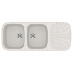 Νεροχύτης Ένθετος Γρανιτένιος Συνθετικός Sanitec Classic 300 (116x50) με 2 Ίσες Γούρνες Metallic Ice